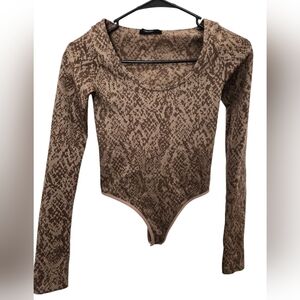 Forever 21 Tan and Brown Snakeskin Bodysuit